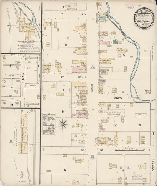Sanborn Fire Insurance Map from Waitsburg, Walla Walla County, Washington (1889), Sheet #0001 - Historic Sanborn Fire Insurance Map Print, vintage old map wall art, antique decor, genealogy gift, Washington Washington map