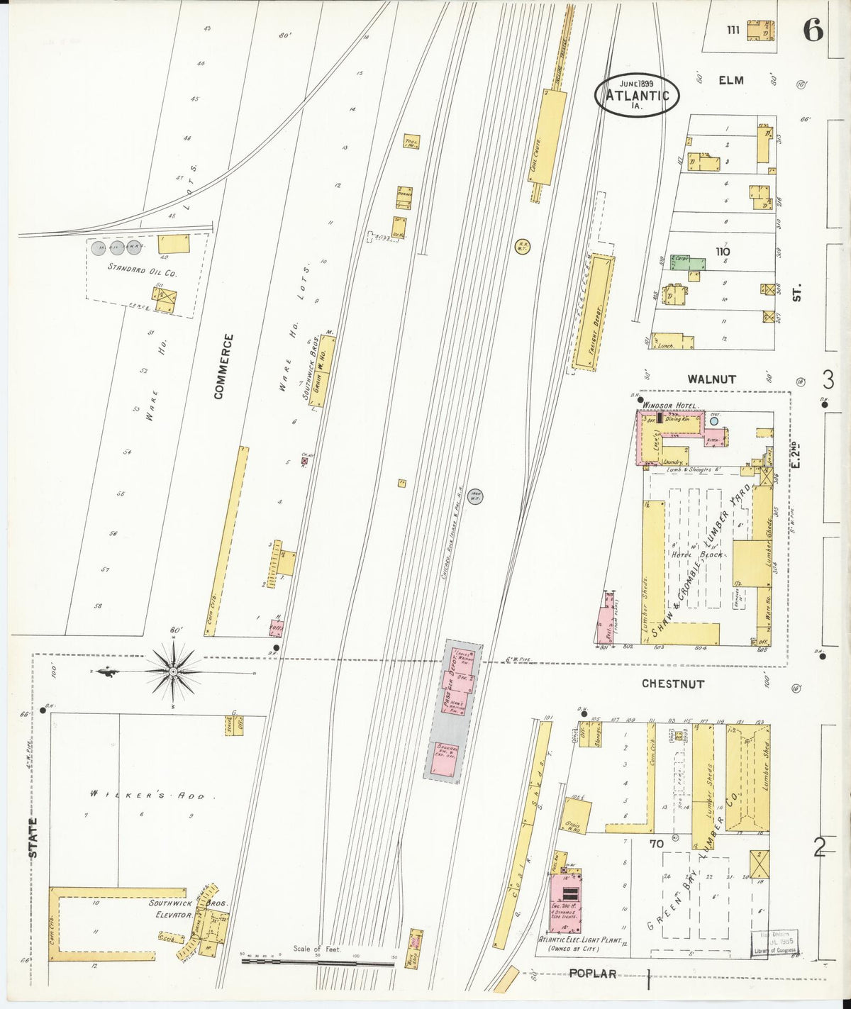 Sanborn Fire Insurance Map from Atlantic, Cass County, Iowa (1899), Sheet #0006 - Historic Sanborn Fire Insurance Map Print
