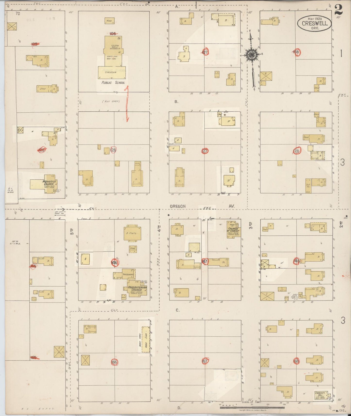 Sanborn Fire Insurance Map from Creswell, Lane County, Oregon (1931), Sheet #0002 - Complete Map Set gallery image, historic Sanborn map, vintage wall art, Oregon Oregon