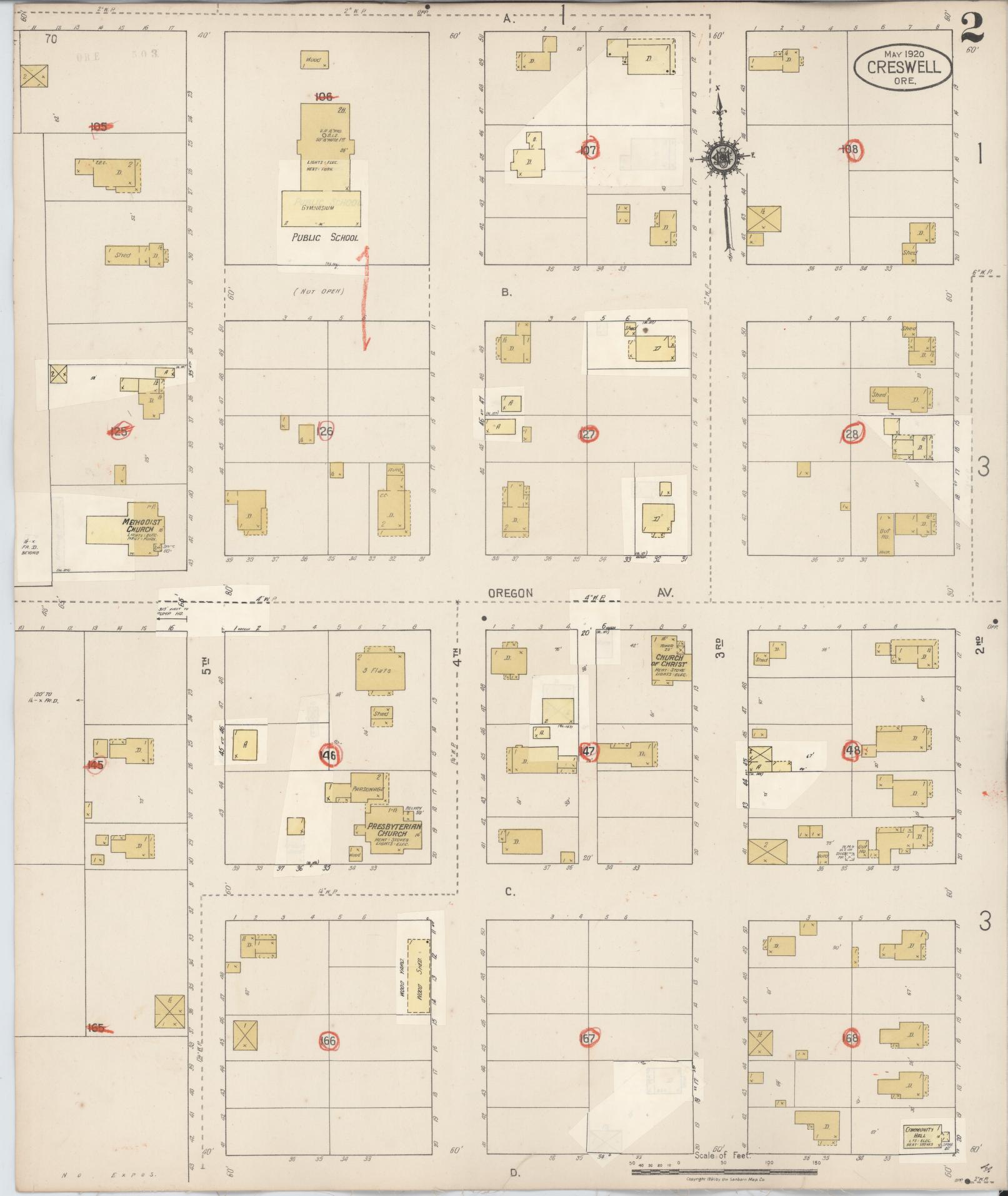 Sanborn Fire Insurance Map from Creswell, Lane County, Oregon (1931), Sheet #0002 - Complete Map Set gallery image, historic Sanborn map, vintage wall art, Oregon Oregon