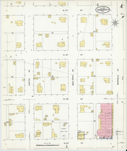 Sanborn Fire Insurance Map from Hubbard, Hill County, Texas (1909), Sheet #0004 - Complete Map Set gallery image, historic Sanborn map, vintage wall art, Texas Texas