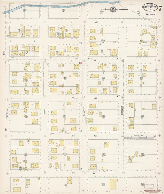 Sanborn Fire Insurance Map from Crockett, Contra Costa County, California (1913), Sheet #0007 - Historic Sanborn Fire Insurance Map Print, vintage old map wall art, antique decor, genealogy gift, California California map
