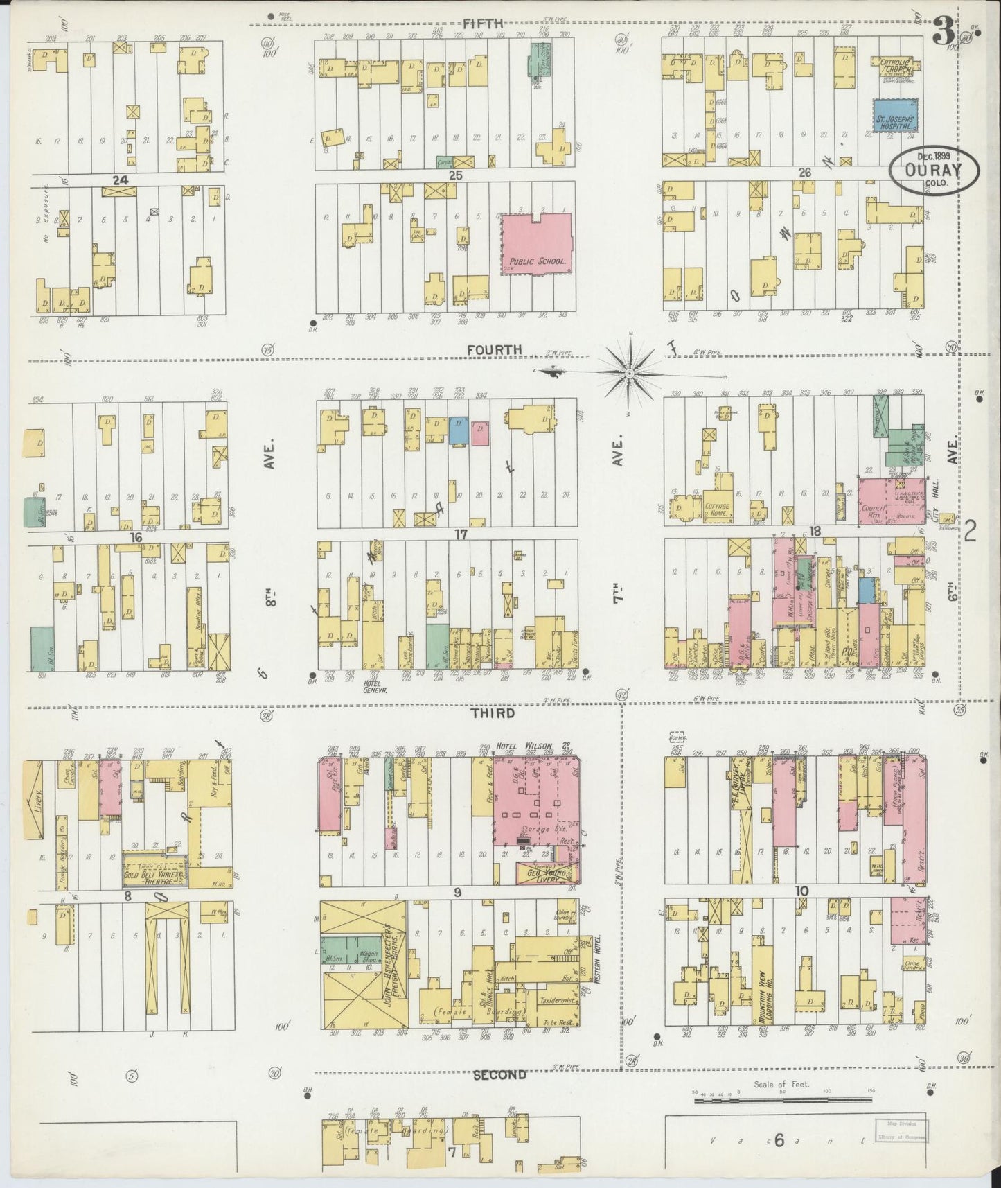 Sanborn Fire Insurance Map from Ouray, Ouray County, Colorado (1900), Sheet #0003 - Complete Map Set gallery image, historic Sanborn map, vintage wall art, Colorado Colorado