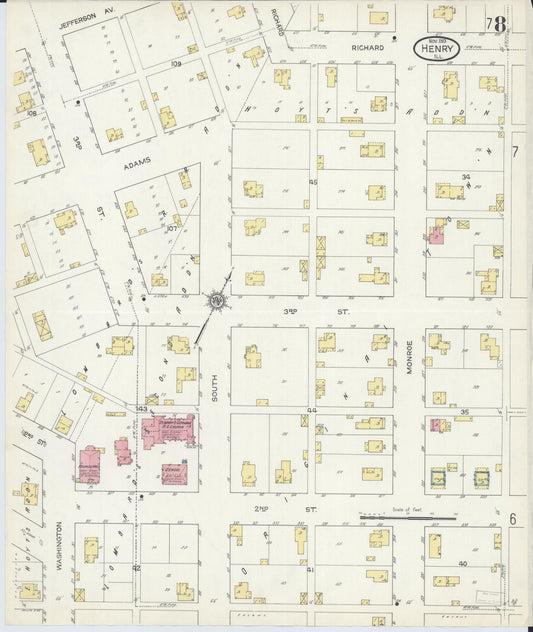 Sanborn Fire Insurance Map from Henry, Marshall County, Illinois (1913), Sheet #0008 - Historic Sanborn Fire Insurance Map Print, vintage old map wall art, antique decor, genealogy gift, Illinois Illinois map