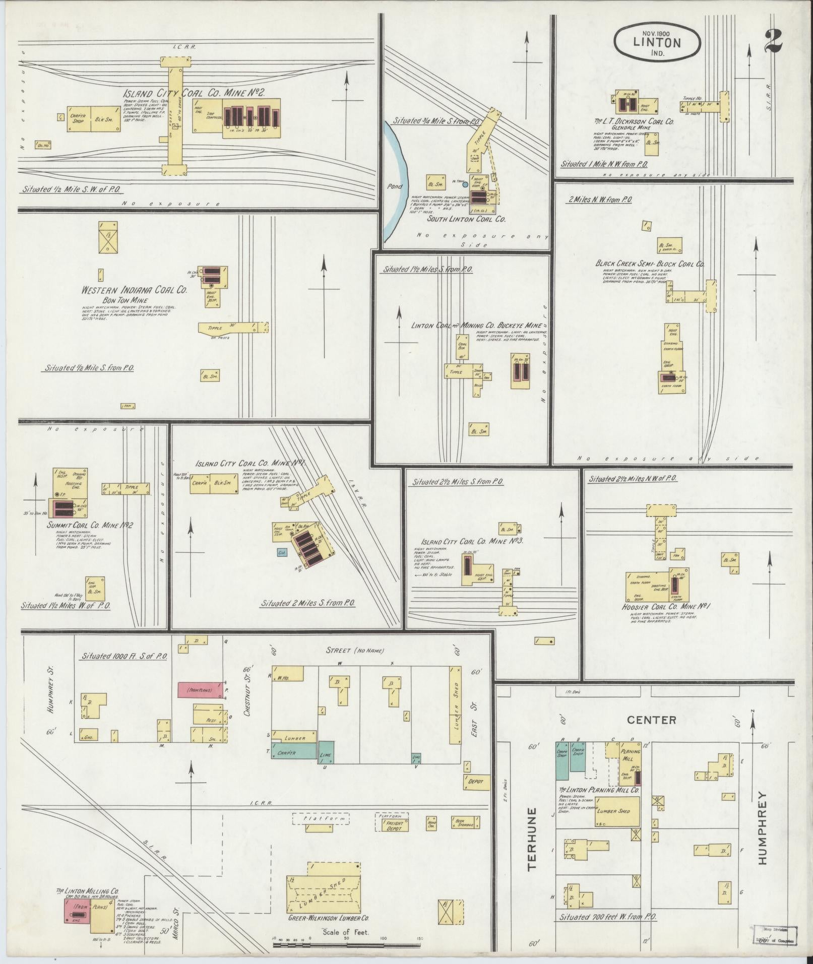 Sanborn Fire Insurance Map from Linton, Greene County, Indiana (1900), Sheet #0002 - Complete Map Set gallery image, historic Sanborn map, vintage wall art, Indiana Indiana