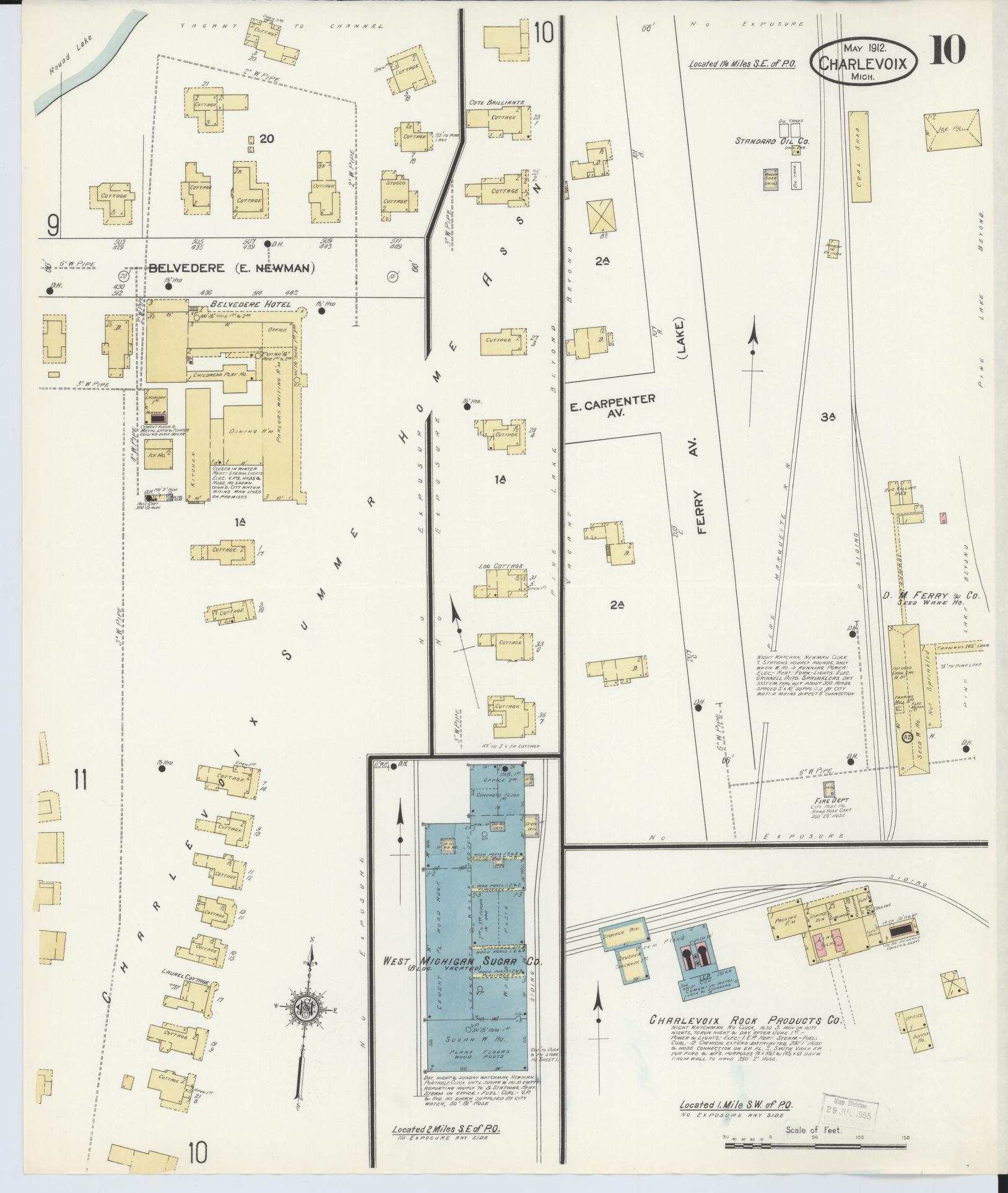 Sanborn Fire Insurance Map from Charlevoix, Charlevoix County, Michigan (1912), Sheet #0010 - Complete Map Set gallery image, historic Sanborn map, vintage wall art, Michigan Michigan