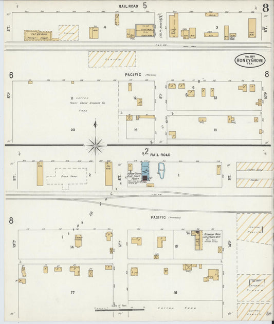 Sanborn Fire Insurance Map from Honey Grove, Fannin County, Texas (1897), Sheet #0008 - Historic Sanborn Fire Insurance Map Print, vintage old map wall art, antique decor, genealogy gift, Texas Texas map