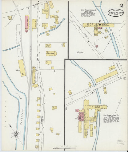 Sanborn Fire Insurance Map from Thomaston, Litchfield County, Connecticut (1895), Sheet #0002 - Complete Map Set gallery image, historic Sanborn map, vintage wall art, Connecticut Connecticut