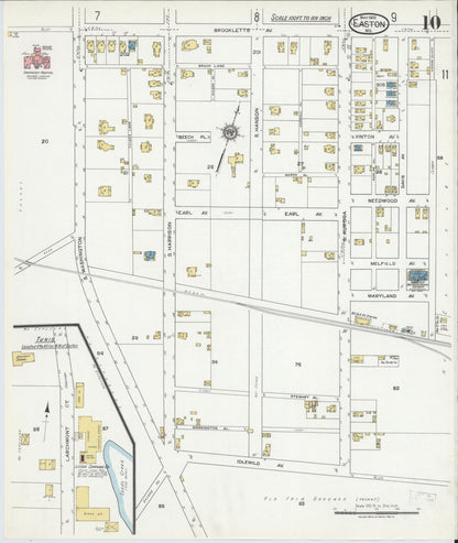 Sanborn Fire Insurance Map from Easton, Talbot County, Maryland (1919), Sheet #0010 - Complete Map Set gallery image, historic Sanborn map, vintage wall art, Maryland Maryland