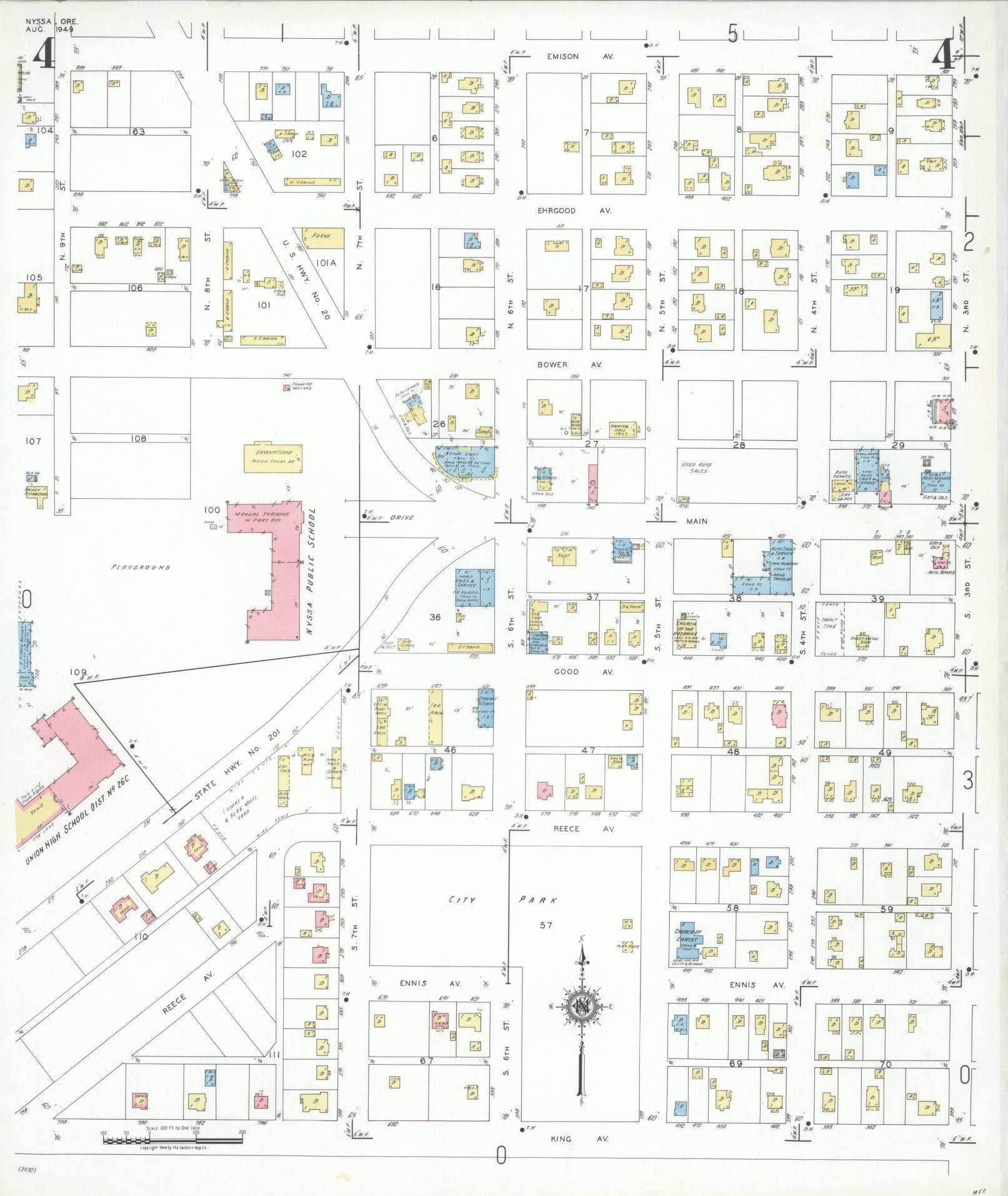 Sanborn Fire Insurance Map from Nyssa, Malheur County, Oregon (1949), Sheet #0004 - Complete Map Set gallery image, historic Sanborn map, vintage wall art, Oregon Oregon