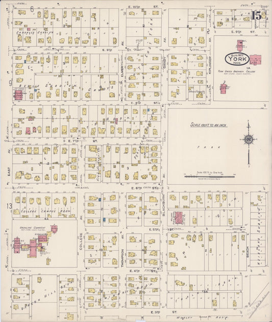 Sanborn Fire Insurance Map from York, York County, Nebraska (1922), Sheet #0015 - Historic Sanborn Fire Insurance Map Print, vintage old map wall art, antique decor, genealogy gift, Nebraska Nebraska map