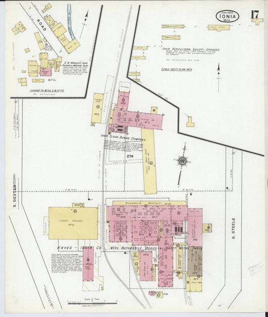 Sanborn Fire Insurance Map from Ionia, Ionia County, Michigan (1920), Sheet #0017 - Historic Sanborn Fire Insurance Map Print, vintage old map wall art, antique decor, genealogy gift, Michigan Michigan map