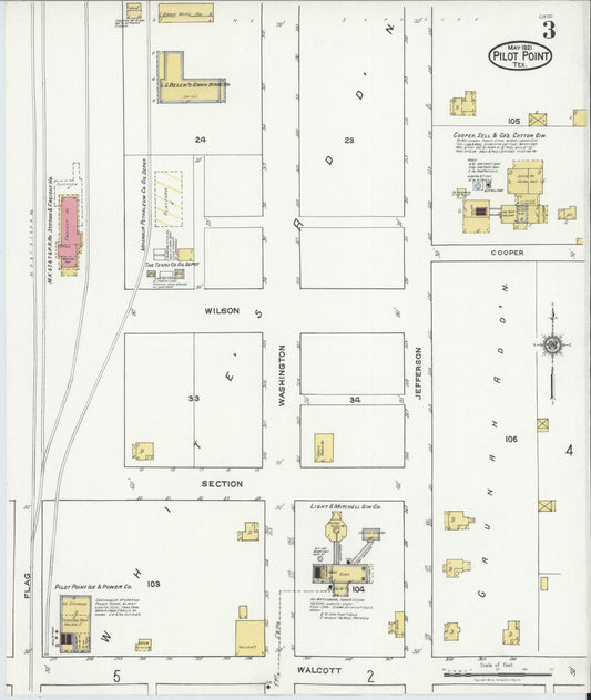 Sanborn Fire Insurance Map from Pilot Point, Denton County, Texas (1921), Sheet #0003 - Historic Sanborn Fire Insurance Map Print, vintage old map wall art, antique decor, genealogy gift, Texas Texas map