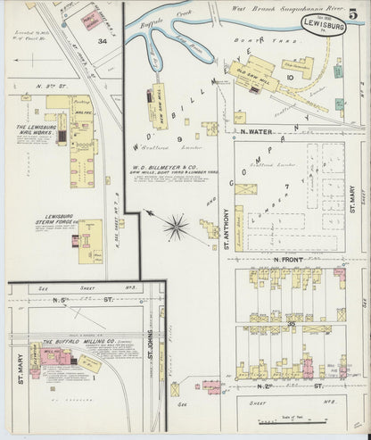 Sanborn Fire Insurance Map from Lewisburg, Union County, Pennsylvania (1890), Sheet #0005 - Complete Map Set gallery image, historic Sanborn map, vintage wall art, Pennsylvania Pennsylvania