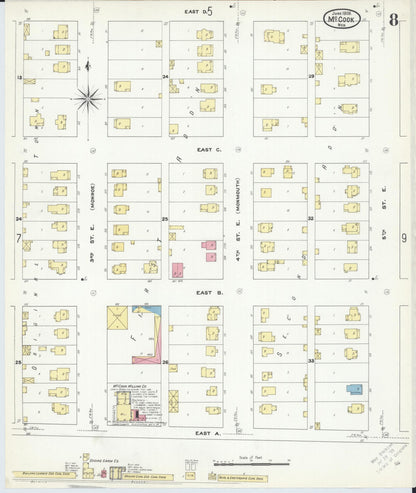 Sanborn Fire Insurance Map from Mccook, Red Willow County, Nebraska (1909), Sheet #0008 - Complete Map Set gallery image, historic Sanborn map, vintage wall art, Nebraska Nebraska