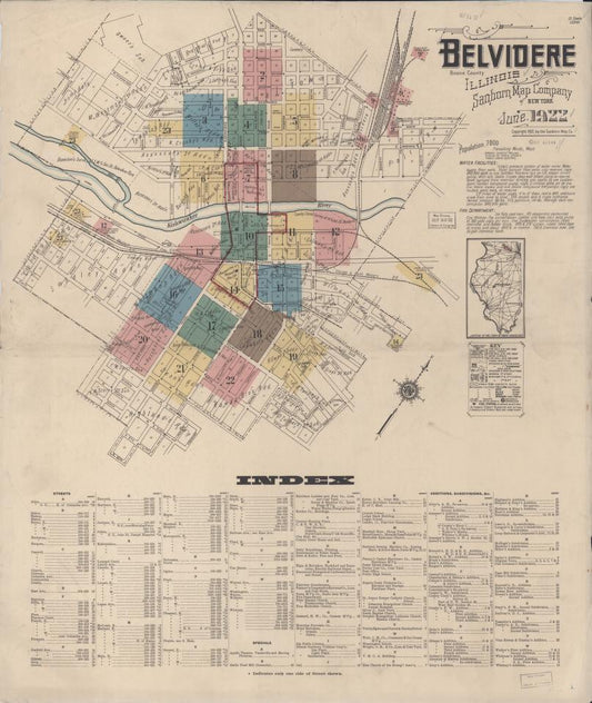Sanborn Fire Insurance Map from Belvidere, Boone County, Illinois. (1922) – Map View