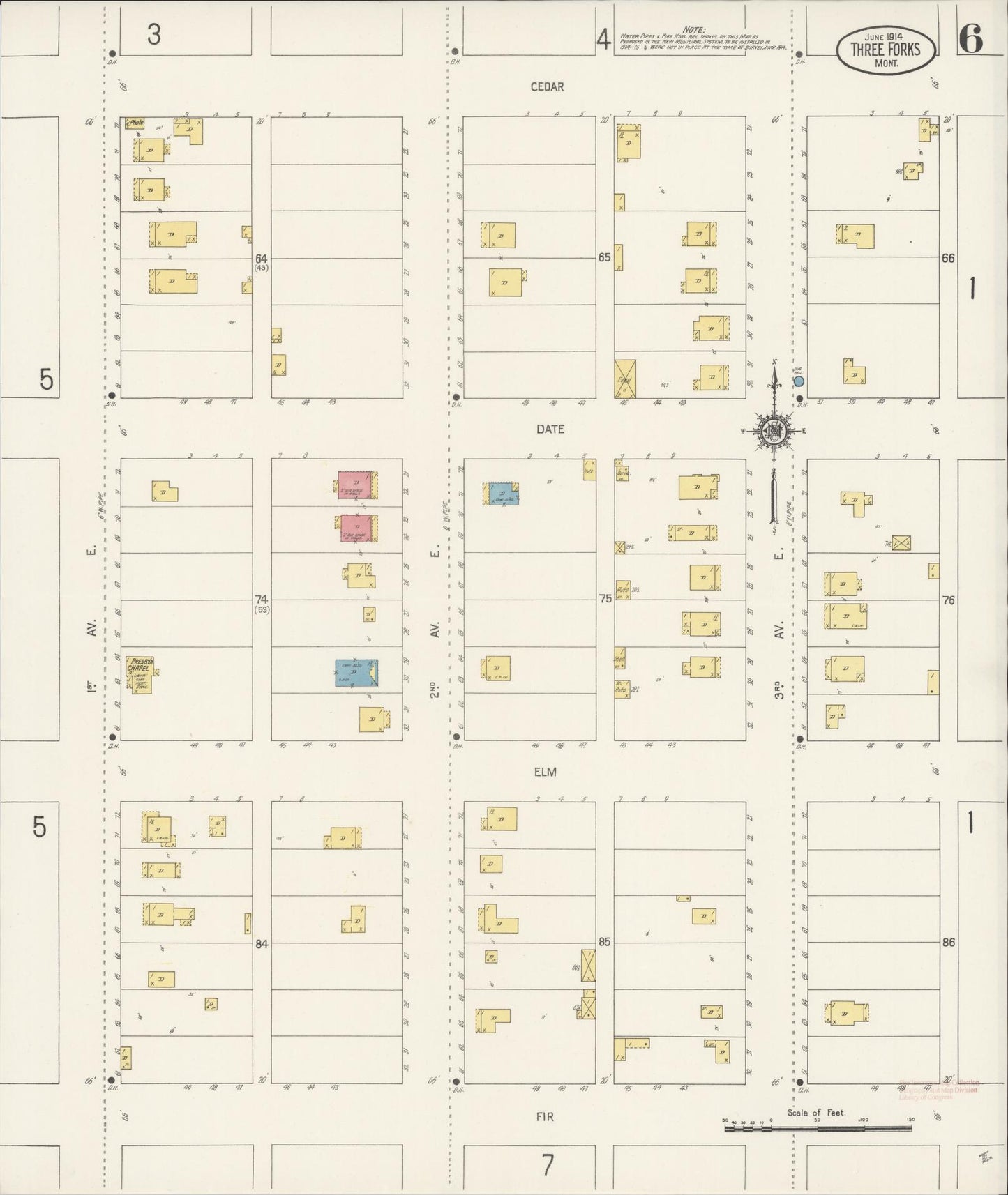 Sanborn Fire Insurance Map from Three Forks, Gallatin County, Montana (1914), Sheet #0006 - Complete Map Set gallery image, historic Sanborn map, vintage wall art, Montana Montana