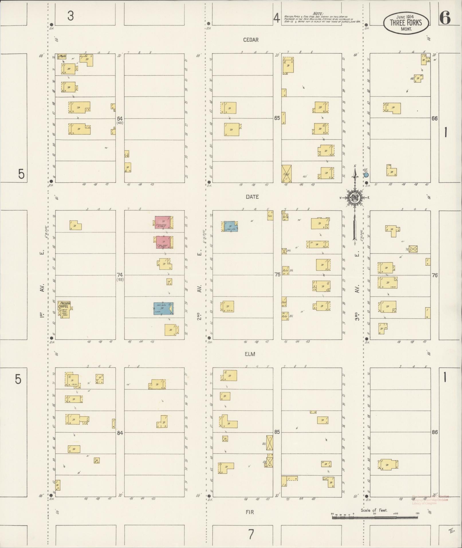 Sanborn Fire Insurance Map from Three Forks, Gallatin County, Montana (1914), Sheet #0006 - Complete Map Set gallery image, historic Sanborn map, vintage wall art, Montana Montana
