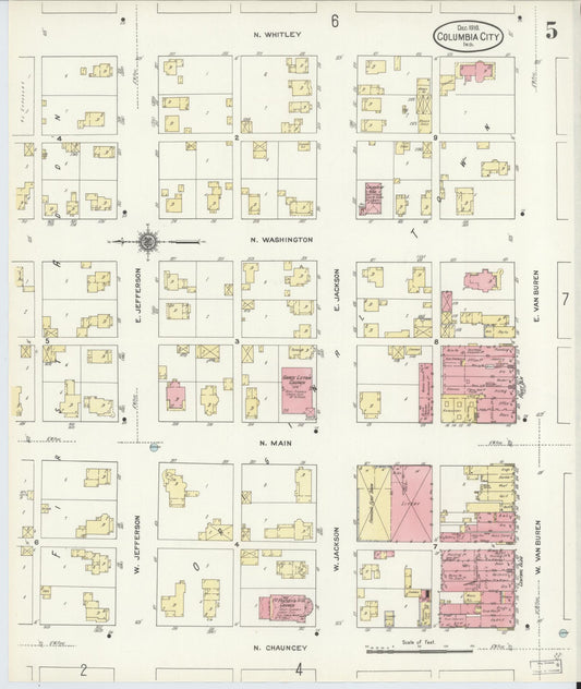 Sanborn Fire Insurance Map from Columbia City, Whitley County, Indiana (1910), Sheet #0005 - Historic Sanborn Fire Insurance Map Print, vintage old map wall art, antique decor, genealogy gift, Indiana Indiana map