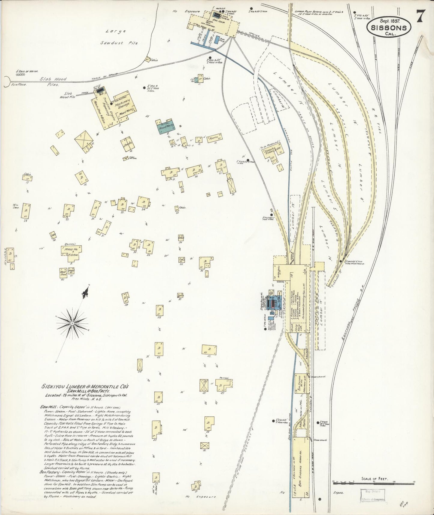 Sanborn Fire Insurance Map from Sisson, Siskiyou County, California (1897), Sheet #0007 - Complete Map Set gallery image, historic Sanborn map, vintage wall art, California California