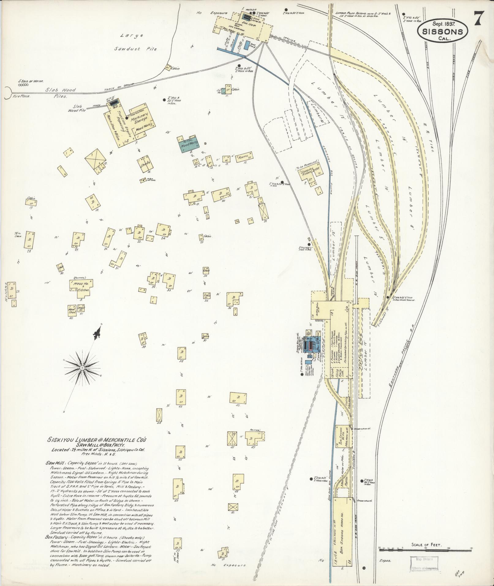 Sanborn Fire Insurance Map from Sisson, Siskiyou County, California (1897), Sheet #0007 - Complete Map Set gallery image, historic Sanborn map, vintage wall art, California California
