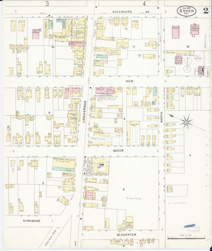 Sanborn Fire Insurance Map from Dover, Kent County, Delaware (1897), Sheet #0002 - Complete Map Set gallery image, historic Sanborn map, vintage wall art, Delaware Delaware