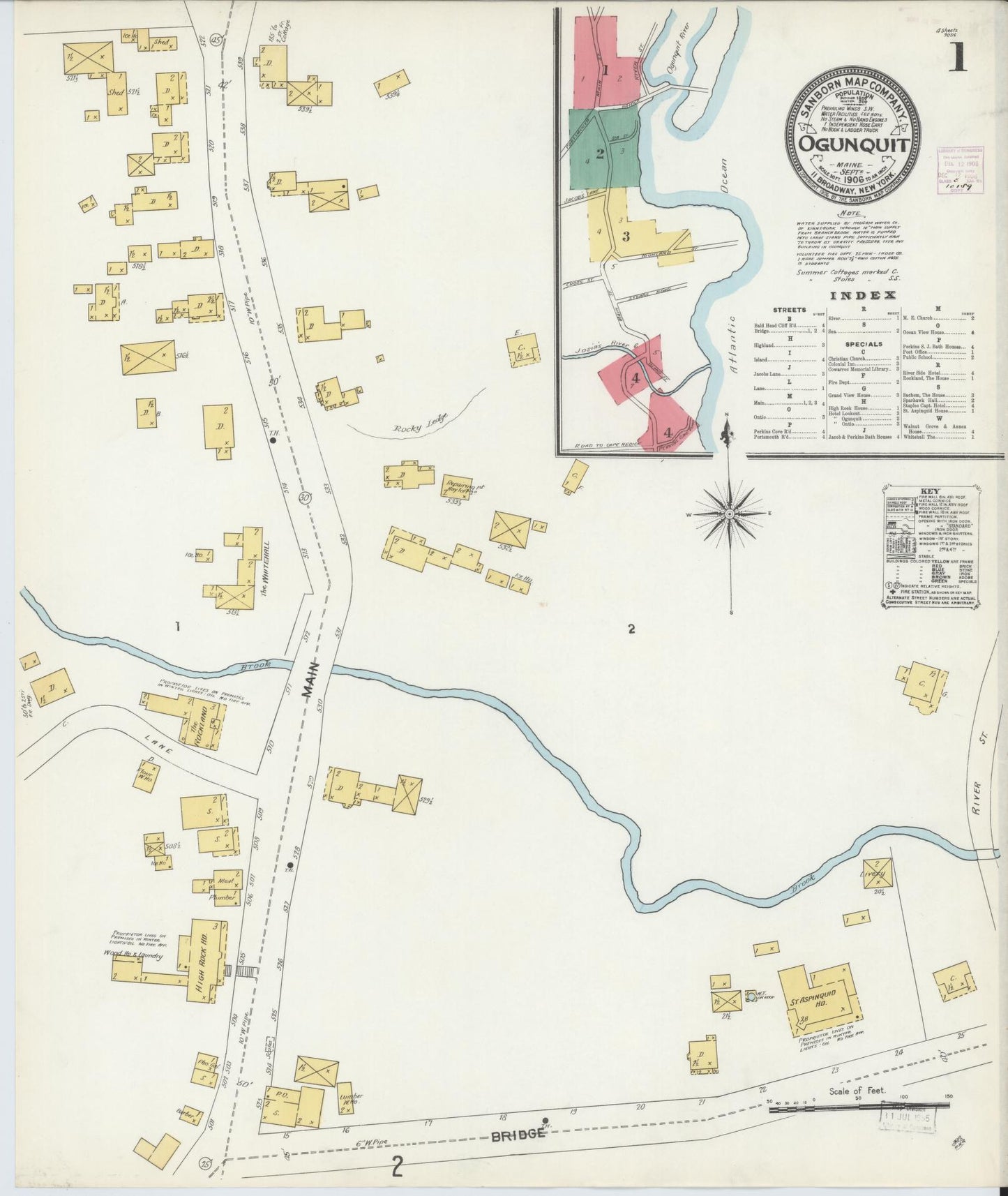Sanborn Fire Insurance Map from Ogunquit, York County, Maine. (1906) – Historic Sanborn Fire Insurance Map Print