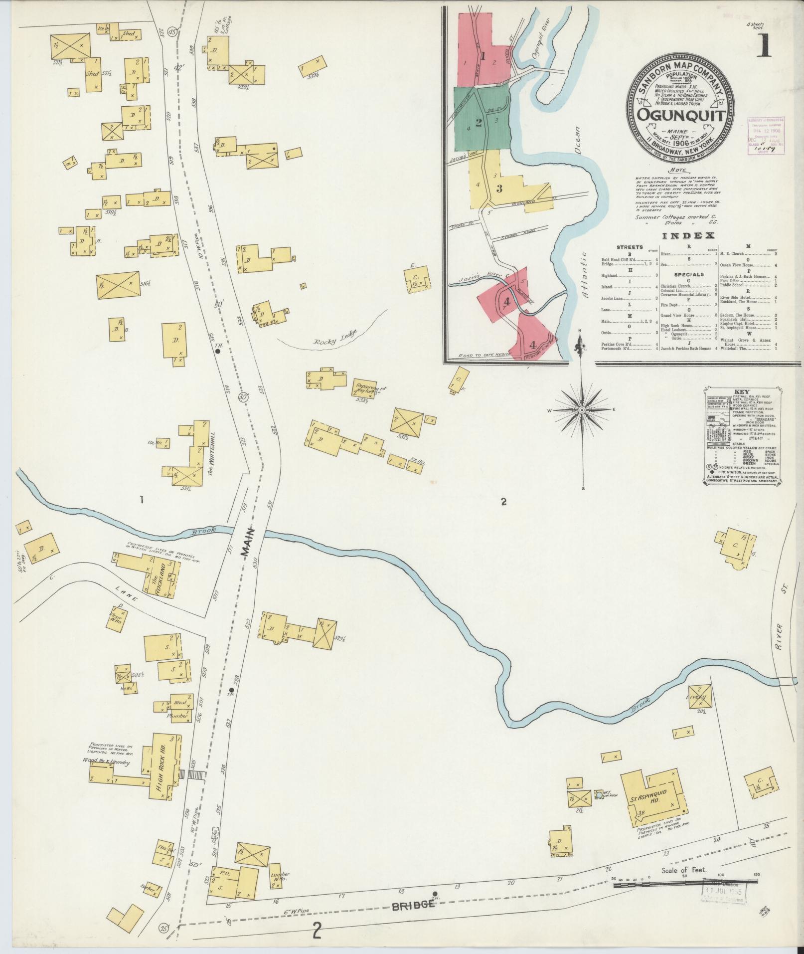 Sanborn Fire Insurance Map from Ogunquit, York County, Maine. (1906) – Historic Sanborn Fire Insurance Map Print