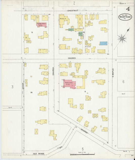 Sanborn Fire Insurance Map from Montrose, Susquehanna County, Pennsylvania (1904), Sheet #0004 - Historic Sanborn Fire Insurance Map Print, vintage old map wall art, antique decor, genealogy gift, Pennsylvania Pennsylvania map