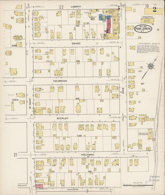 Sanborn Fire Insurance Map from Port Jervis, Orange County, New York (1921), Sheet #0002 - Historic Sanborn Fire Insurance Map Print, vintage old map wall art, antique decor, genealogy gift, New York New York map