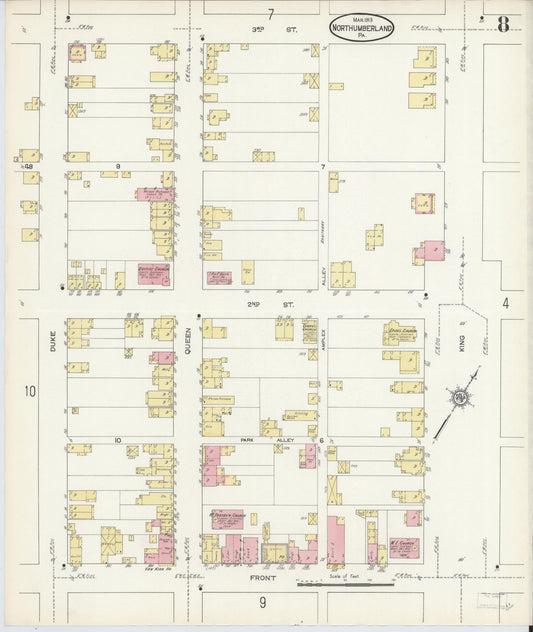 Sanborn Fire Insurance Map from Northumberland, Northumberland County, Pennsylvania (1913), Sheet #0008 - Historic Sanborn Fire Insurance Map Print, vintage old map wall art, antique decor, genealogy gift, Pennsylvania Pennsylvania map