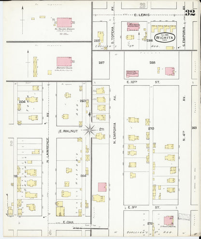 Sanborn Fire Insurance Map from Wichita, Sedgwick County, Kansas (1892), Sheet #0032 - Complete Map Set gallery image, historic Sanborn map, vintage wall art, Kansas Kansas