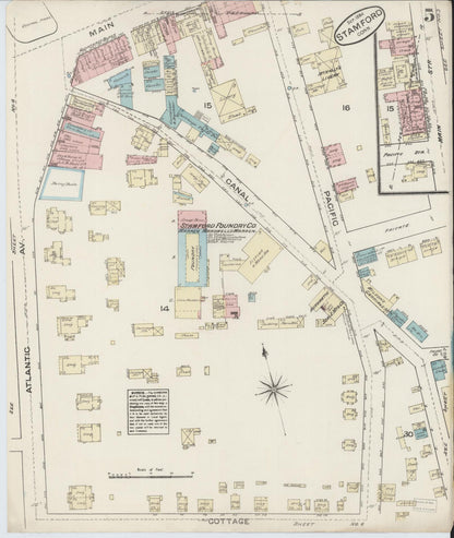 Sanborn Fire Insurance Map from Stamford, Fairfield County, Connecticut (1884), Sheet #0005 - Complete Map Set gallery image, historic Sanborn map, vintage wall art, Connecticut Connecticut