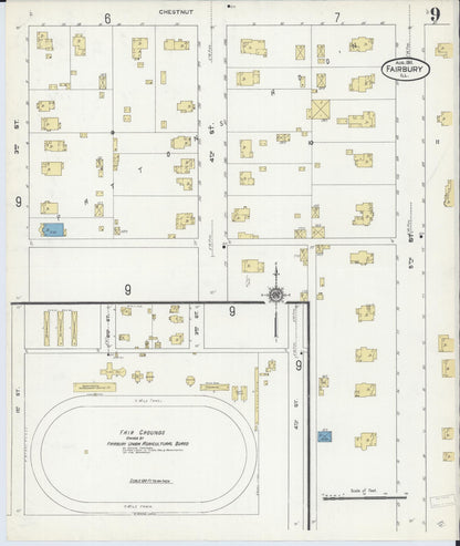 Sanborn Fire Insurance Map from Fairbury, Livingston County, Illinois (1911), Sheet #0009 - Complete Map Set gallery image, historic Sanborn map, vintage wall art, Illinois Illinois