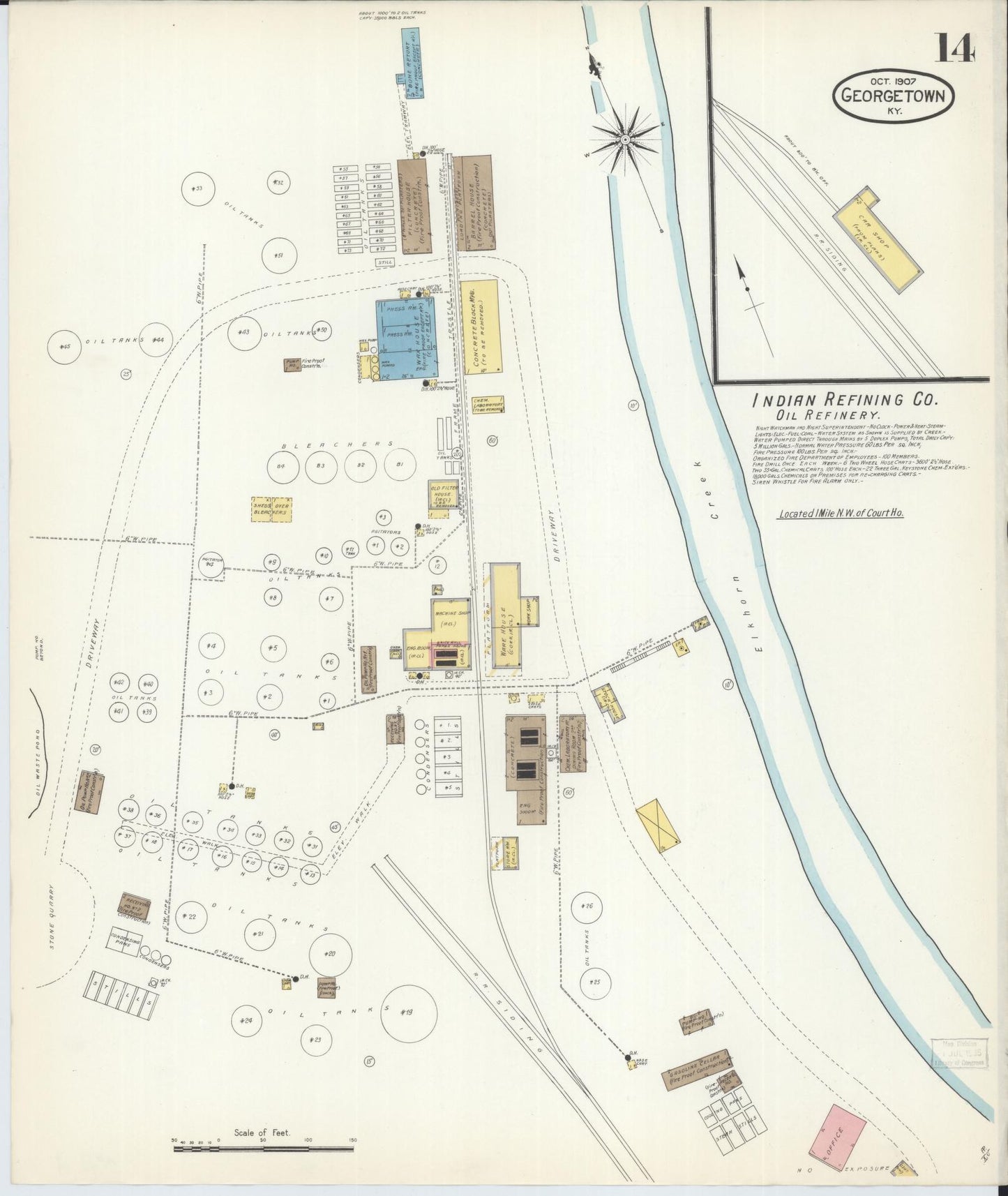 Sanborn Fire Insurance Map from Georgetown, Scott County, Kentucky (1907), Sheet #0014 - Complete Map Set gallery image, historic Sanborn map, vintage wall art, Kentucky Kentucky