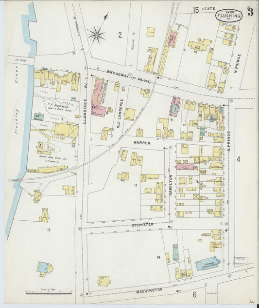 Sanborn Fire Insurance Map from Flushing, Queens County, New York (1897), Sheet #0003 - Historic Sanborn Fire Insurance Map Print, vintage old map wall art, antique decor, genealogy gift, New York New York map