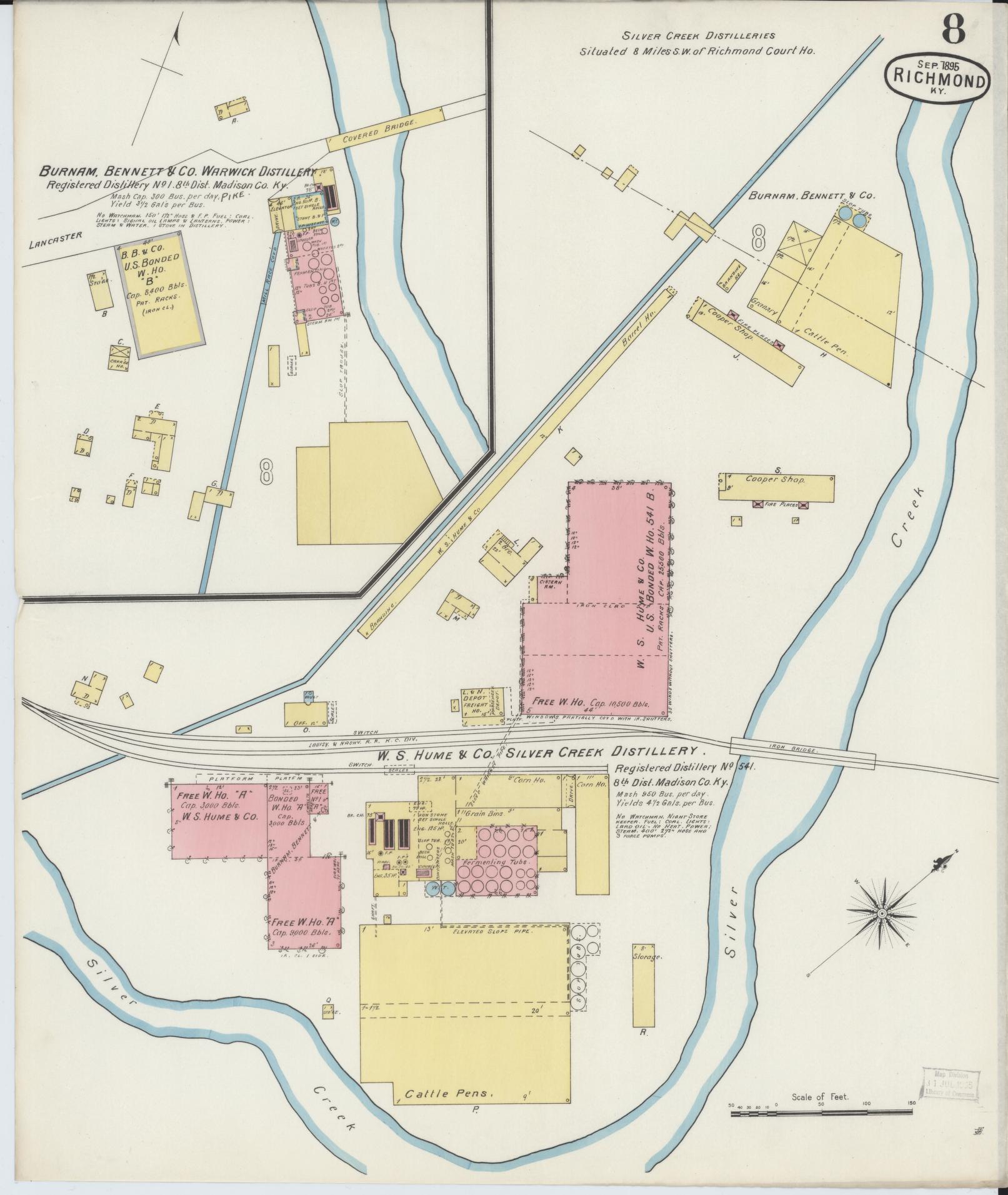 Sanborn Fire Insurance Map from Richmond, Madison County, Kentucky (1895), Sheet #0008 - Complete Map Set gallery image, historic Sanborn map, vintage wall art, Kentucky Kentucky