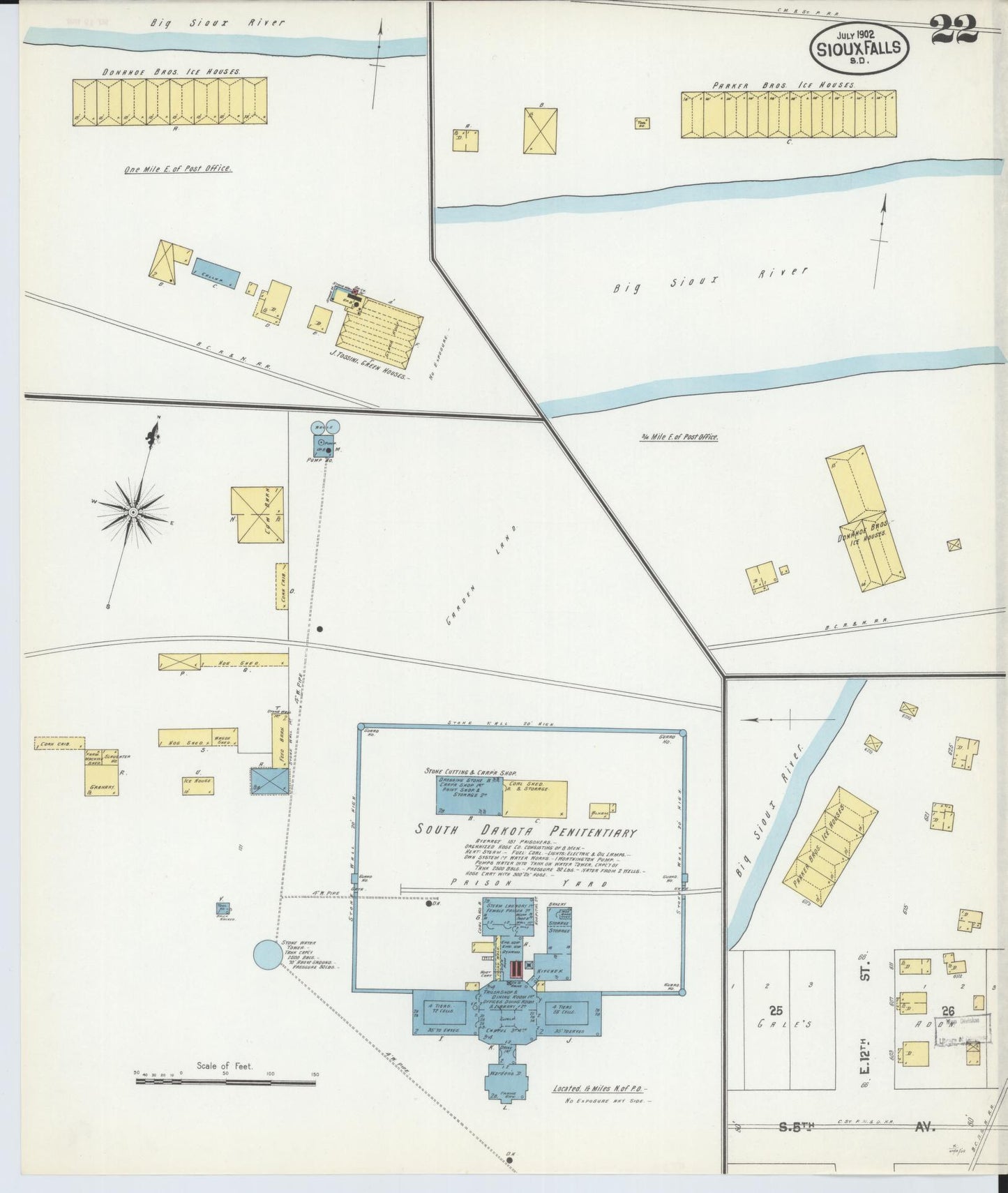 Sanborn Fire Insurance Map from Sioux Falls, Minnehaha County, South Dakota (1902), Sheet #0022 - Historic Sanborn Fire Insurance Map Print, vintage old map wall art, antique decor, genealogy gift, South Dakota South Dakota map