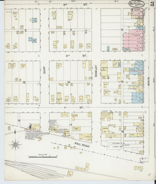 Sanborn Fire Insurance Map from Mitchell, Davison County, South Dakota (1887), Sheet #0003 - Historic Sanborn Fire Insurance Map Print, vintage old map wall art, antique decor, genealogy gift, South Dakota South Dakota map