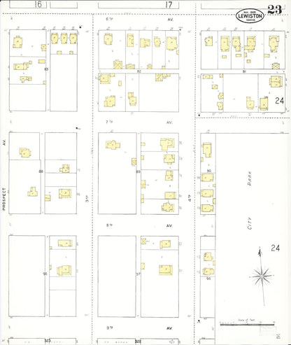 Sanborn Fire Insurance Map from Lewiston, Nez Perce County, Idaho (1909), Sheet #0023 - Complete Map Set gallery image, historic Sanborn map, vintage wall art, Idaho Idaho