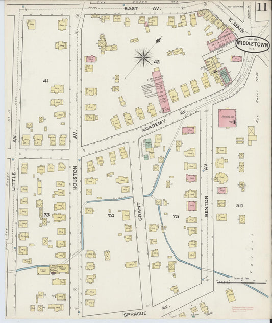 Sanborn Fire Insurance Map from Middletown, Orange County, New York (1887), Sheet #0010 - Historic Sanborn Fire Insurance Map Print, vintage old map wall art, antique decor, genealogy gift, New York New York map