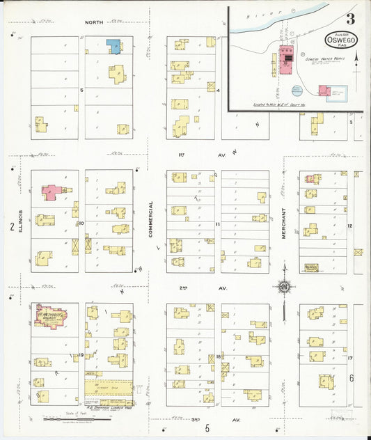 Sanborn Fire Insurance Map from Oswego, Labette County, Kansas (1918), Sheet #0003 - Historic Sanborn Fire Insurance Map Print, vintage old map wall art, antique decor, genealogy gift, Kansas Kansas map