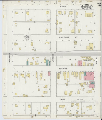 Sanborn Fire Insurance Map from Bement, Piatt County, Illinois (1893), Sheet #0002 - Complete Map Set gallery image, historic Sanborn map, vintage wall art, Illinois Illinois