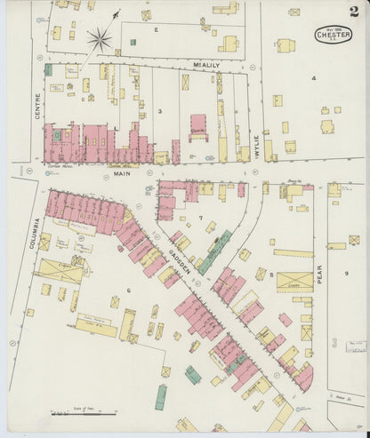Sanborn Fire Insurance Map from Chester, Chester County, South Carolina (1894), Sheet #0002 - Complete Map Set gallery image, historic Sanborn map, vintage wall art, South Carolina South Carolina