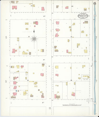 Sanborn Fire Insurance Map from Provo, Utah County, Utah (1900), Sheet #0006 - Complete Map Set gallery image, historic Sanborn map, vintage wall art, Provo Utah
