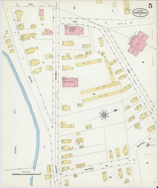 Sanborn Fire Insurance Map from Greenwich, Washington County, New York (1907), Sheet #0005 - Historic Sanborn Fire Insurance Map Print, vintage old map wall art, antique decor, genealogy gift, New York New York map
