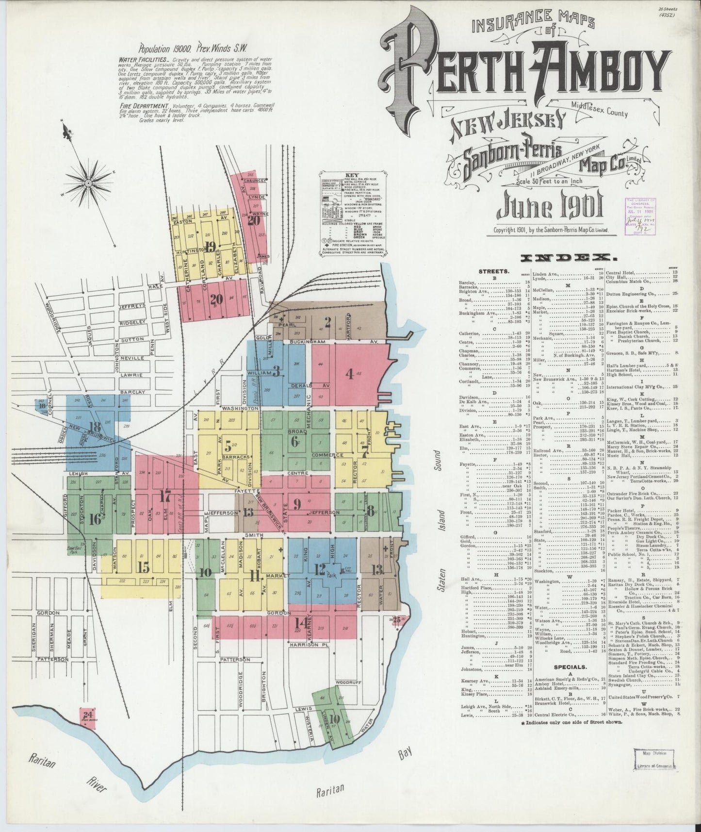 Sanborn Fire Insurance Map from Perth Amboy, Middlesex County, New Jersey. (1901) – Historic Sanborn Fire Insurance Map Print