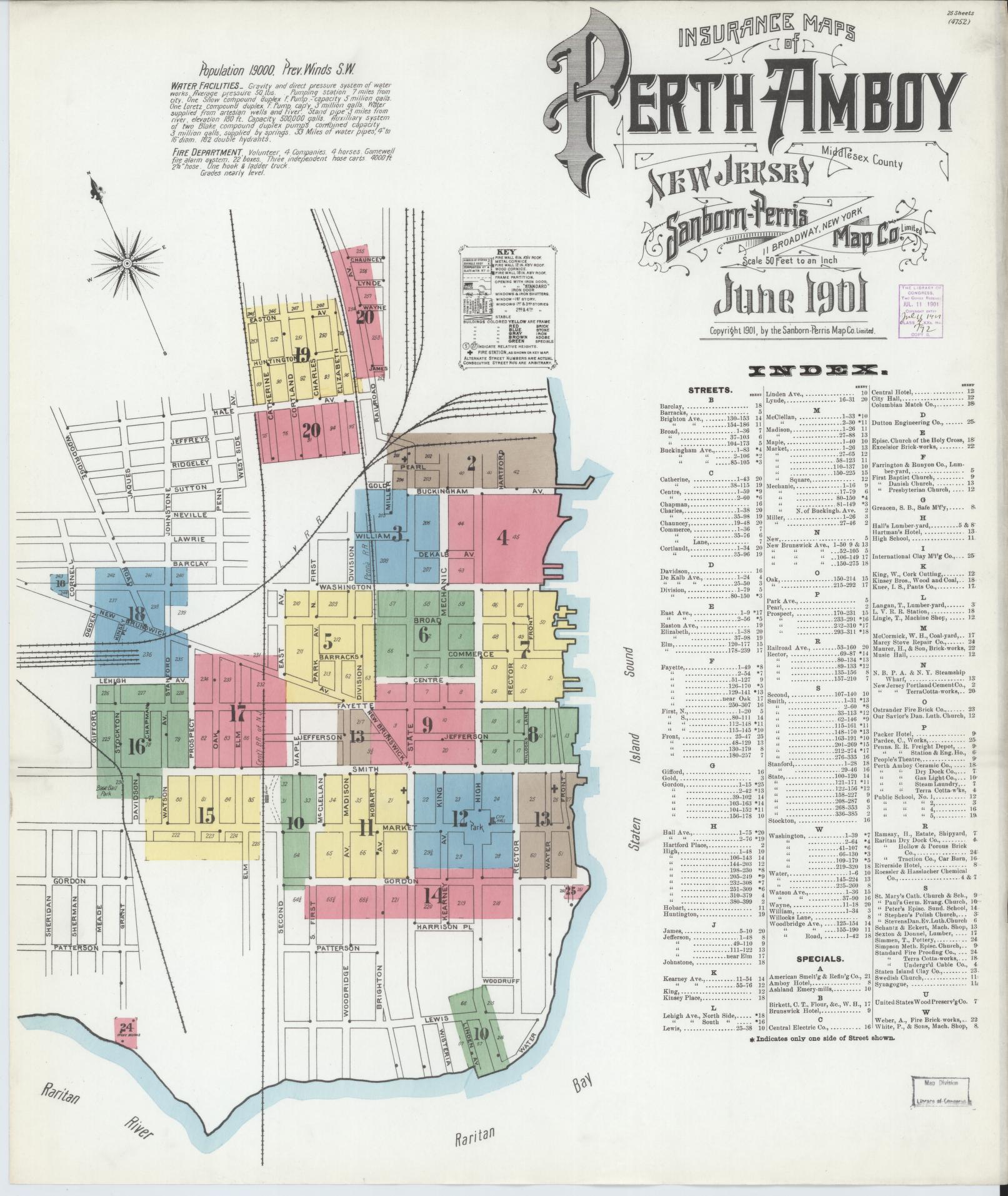 Sanborn Fire Insurance Map from Perth Amboy, Middlesex County, New Jersey. (1901) – Historic Sanborn Fire Insurance Map Print