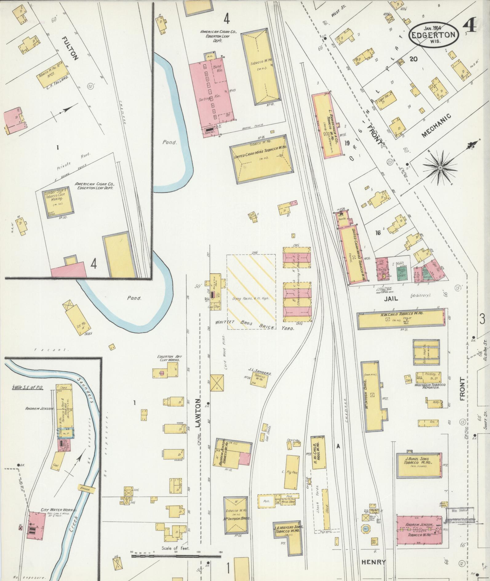 Sanborn Fire Insurance Map from Edgerton, Rock County, Wisconsin (1904), Sheet #0004 - Complete Map Set gallery image, historic Sanborn map, vintage wall art, Wisconsin Wisconsin
