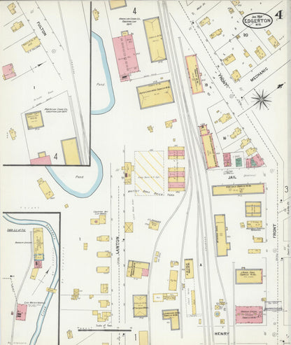 Sanborn Fire Insurance Map from Edgerton, Rock County, Wisconsin (1904), Sheet #0004 - Complete Map Set gallery image, historic Sanborn map, vintage wall art, Wisconsin Wisconsin